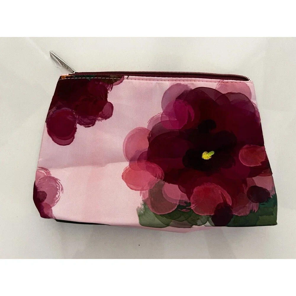 Clinique x Jonathan Cohen Floral Makeup Bag Cosmetic Pouch Pink Travel Case NEW